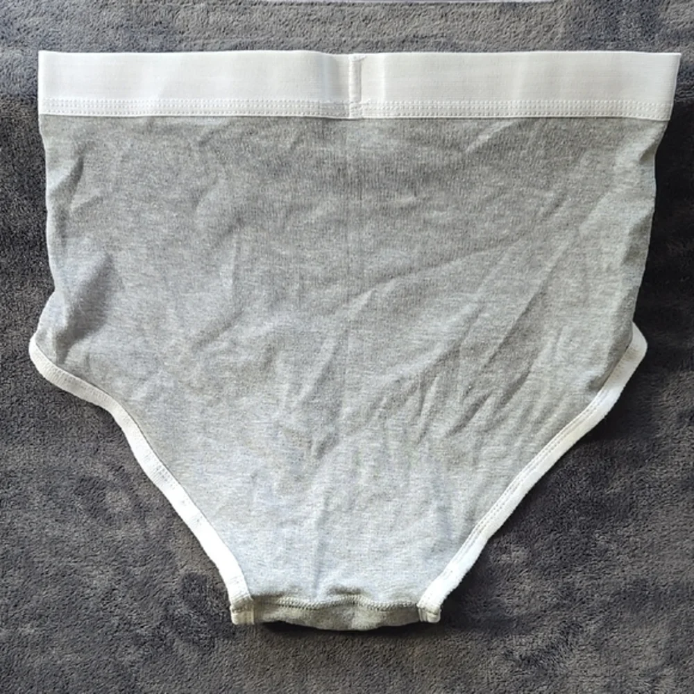 Gray Briefs with Elastic Waistband and Soft Stretchy Fabric